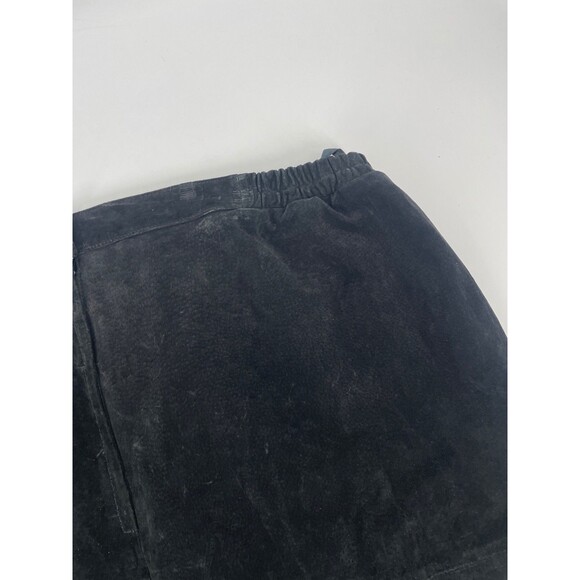 VTG Suede Leather Black Skirt Goth Grunge Western Boho Indie Sleaze Minimalist - Picture 11 of 12